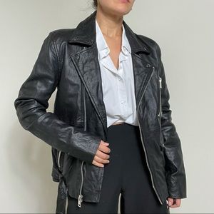 Nasty Gal genuine leather biker jacket. Size 6 US.